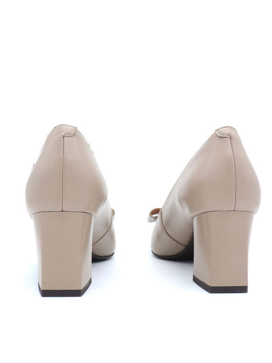 Leder Pumps mit mittelhohem Absatz Gray
