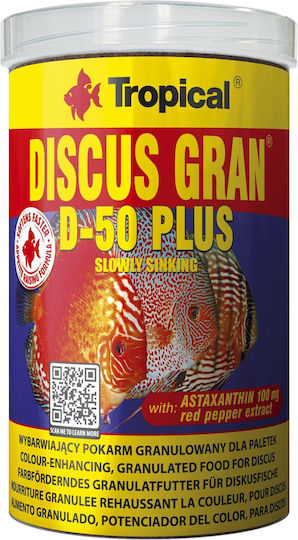Tropical Discus Gran D-50 Plus Τροφή για Τροπικά Ψάρια σε Κόκκους με Σπιρουλίνα 1000ml 440γρ.