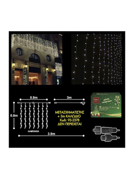100 Lichterketten LED 0.9m. x 80cm Warmes Weiß Typ Vorhang 1Stück (Ohne Transformer)