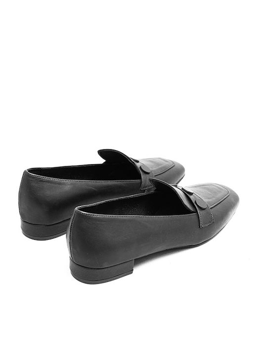 Leather Women's Moccasins in Black Color