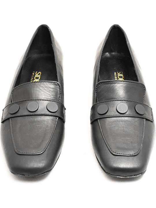 Leather Women's Moccasins in Black Color