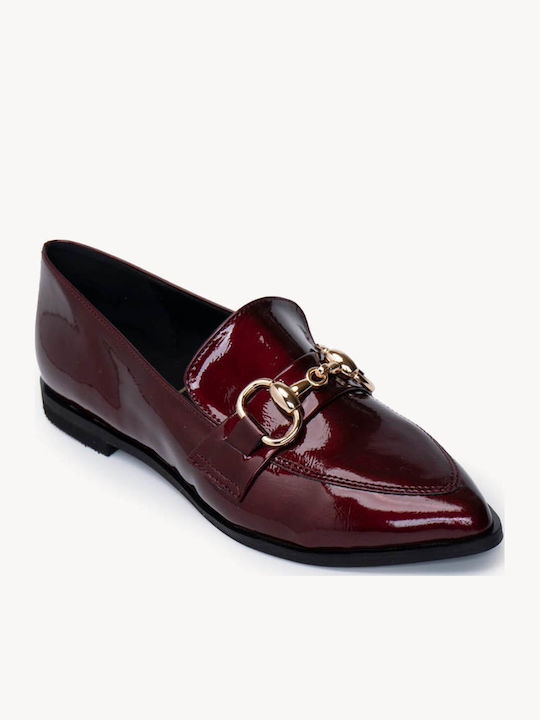Μπορντό Λουστρίνι Loafers Μυτερή Γραμμή