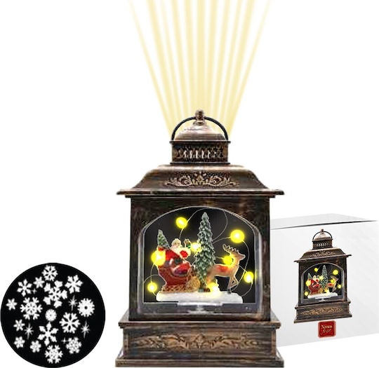 XMASfest Χριστоулгенски свещи и свещници Lattern Кафяв с лампички и прожектор На батерия Свети 21x13.5см.