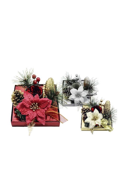 XMASfest Christmas Ceramic Silver Candlestick 15x9cm