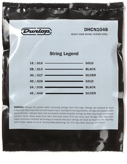 Dunlop Set of Nickel Wound Strings for Electric Guitar Heavy Core 10 - 48"