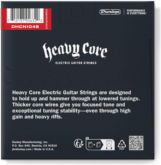 Dunlop Set of Nickel Wound Strings for Electric Guitar Heavy Core 10 - 48"