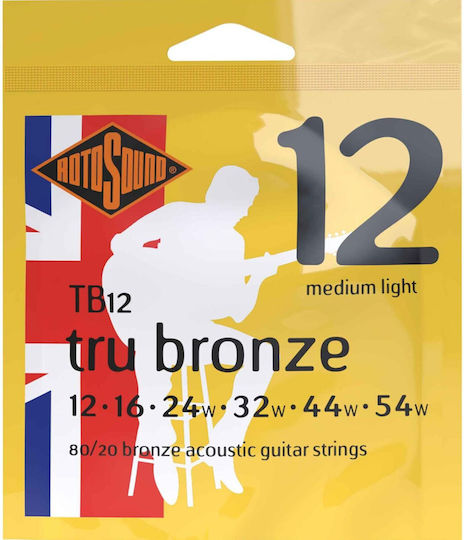 Rotosound Tru Bronze Set Corzi Pentru Chitară Acustică 80/20 Bronz 12 - 54 Medium Light