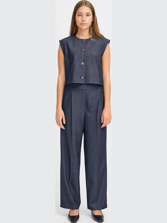 Damen Stoff Hose Dark Blue