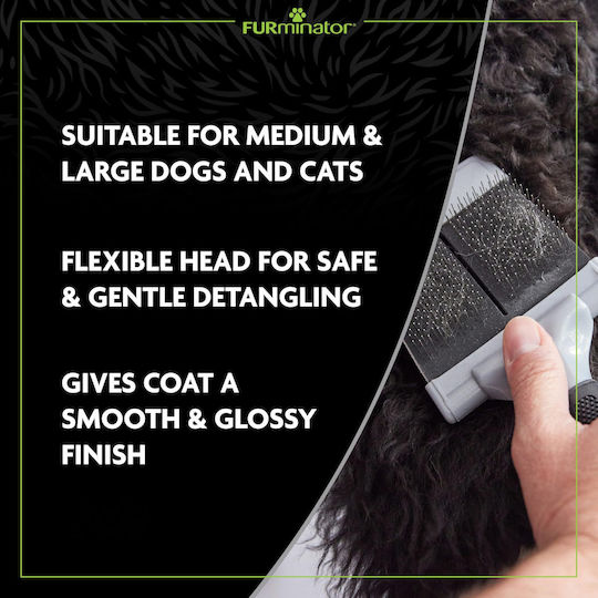 FURminator Slicker Brush Βούρτσα Large για Διάφορα Μήκη Τρίχας για Περιποίηση Τριχώματος Μαύρο