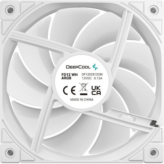 Deepcool Fd12 Вентилатор За Кутия 120мм (2050rpm / 63.6cfm) с ARGB Осветление и Свързване 3-Pin / 4-изводна ШИМ 3бр Бели