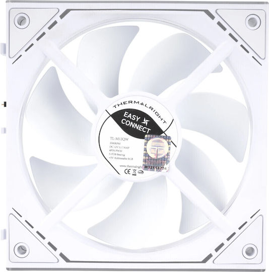 Thermalright TL-M12QW Корпусен вентилатор 120мм с ARGB осветление и връзка 3-Pin 3бр Бял