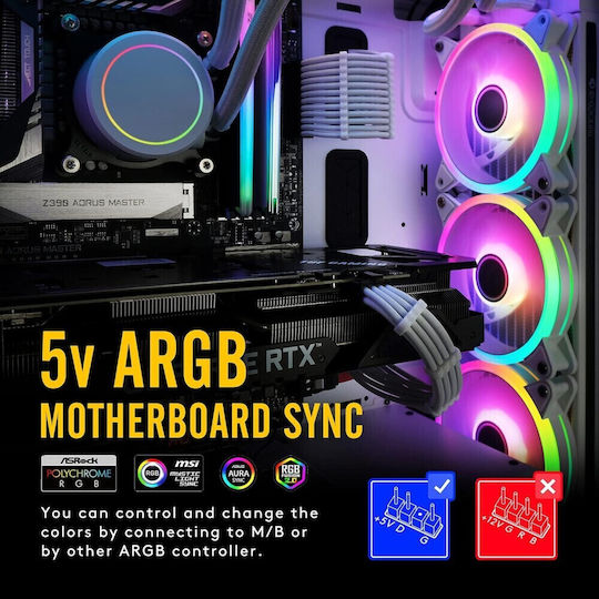 Ezdiy-fab Case Fan 120mm with ARGB Lighting 5pcs White