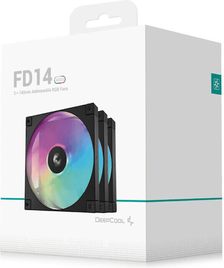 Deepcool Fd14 Вентилатор За Кутия 140мм (1650 Оборота / 82.53 CFM) С ARGB Осветление И Свързване 3-Pin / 4-Изводна ШИМ 3 Бр