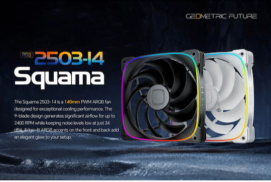 Geometric Future Ventilator Pentru Carcasă Squama 140mm (2400rpm / 91.15cfm) Cu Iluminare RGB
