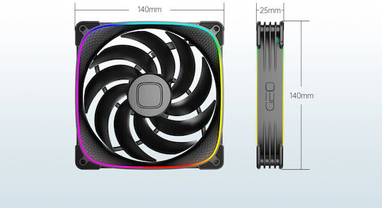 Geometric Future Ventilator Pentru Carcasă Squama 140mm (2400rpm / 91.15cfm) Cu Iluminare RGB