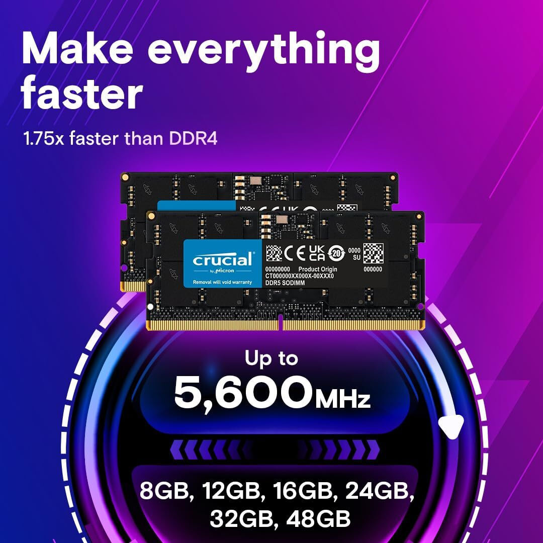 Crucial 64GB DDR5 RAM cu 2 module (2x32GB) și Viteză 4800 pentru