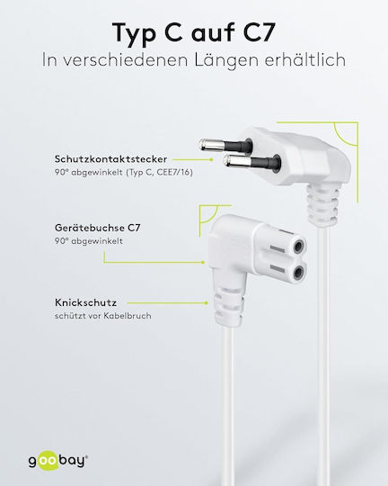 Goobay Euro - IEC C7 Cablu 5m Alb (97357)
