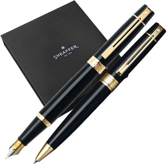 Sheaffer Set 300 Glossy Black Pen Set Bp + Fp M