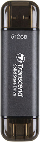 Transcend ESD310C 512GB USB 3.2 SSD Stick with connection USB-A & USB-C Black