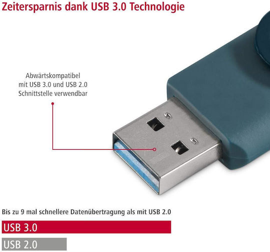 HAMA Rotate 128ГБ USB 3.0 Стик Син