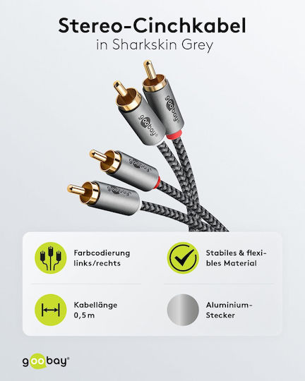 Wentronic Cable 2x RCA male - 2x RCA male 0.5m
