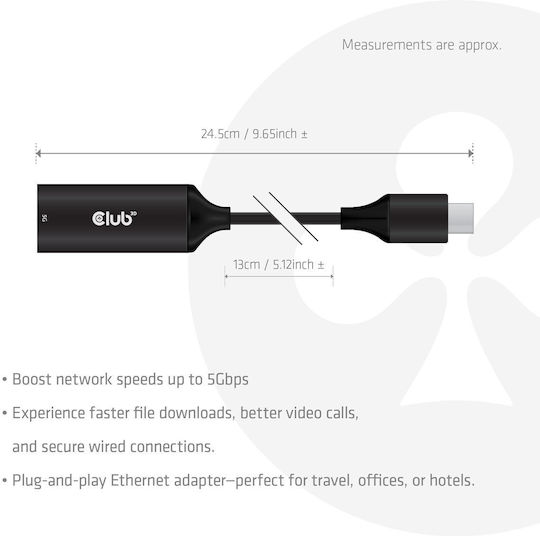 Club3D Μετατροπέας USB-C male σε USB-C female 1τμχ CAC-2530