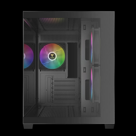 Gamdias AURA GC10M v2 Gaming Mikro-Turm Computergehäuse mit Seitenfenster und ARGB-Beleuchtung Schwarz