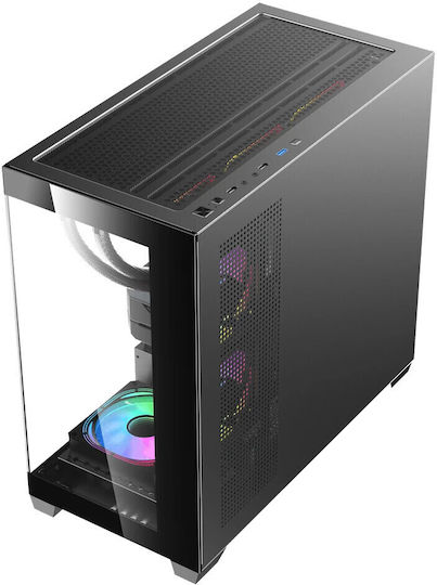 Darkflash DS900M Gaming Mini Tower Κουτί Υπολογιστή με Πλαϊνό Παράθυρο και ARGB Φωτισμό Μαύρο