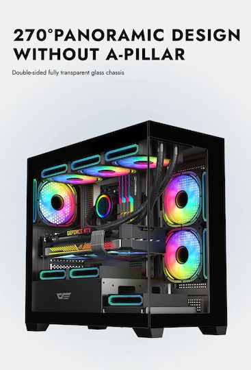 Darkflash DS900M Gaming Mini Tower Κουτί Υπολογιστή με Πλαϊνό Παράθυρο και ARGB Φωτισμό Μαύρο