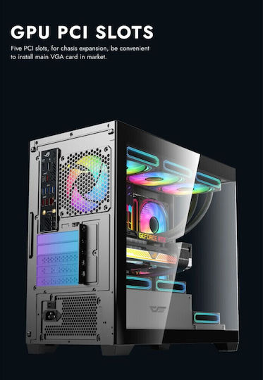 Darkflash DS900M Gaming Mini Tower Κουτί Υπολογιστή με Πλαϊνό Παράθυρο και ARGB Φωτισμό Μαύρο