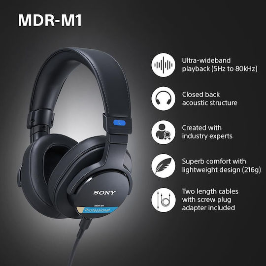 Sony MDRM1 Kabelgebunden Über Ohr Kopfhörer Schwarz