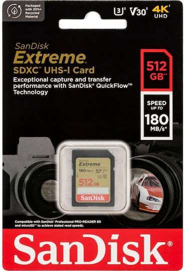 Sandisk Extreme SDXC 512GB U3 V30 UHS-I 180MB/s