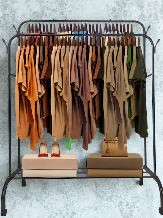 Uncle George Wheeled Floor Garment Rack made of Metal Black 110x55x150cm