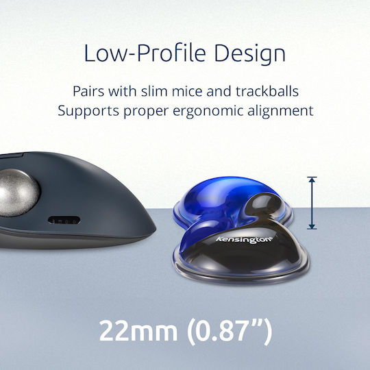Kensington Slim Duo Gel Mouse Track Ball Wrist Rest Blue