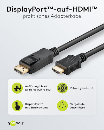 Goobay Cable DisplayPort male - DisplayPort male 5m Μαύρο (64838)