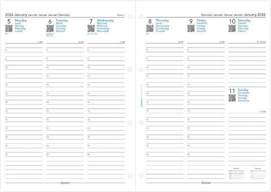 Filofax Diary 2026 A4 English Weekly 2 Pages Week On Two Pages Multilanguage White 26-68714