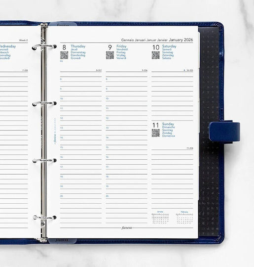 Filofax Diary 2026 A4 English Weekly 2 Pages Week On Two Pages Multilanguage White 26-68714