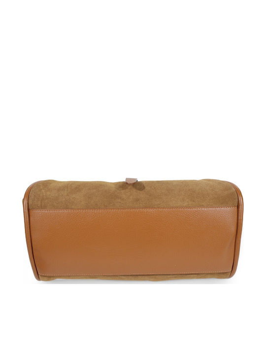 Leder Damen Handtasche Wildleder Tabac