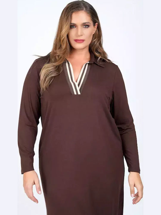 Midi Dress for Wedding - Christening Brown