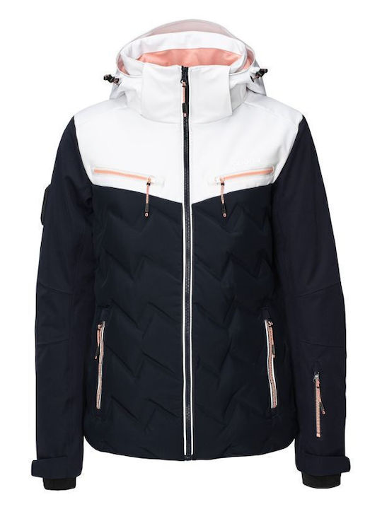 Women's Short Puffer Jacket Waterproof for Winter with Hood Beige