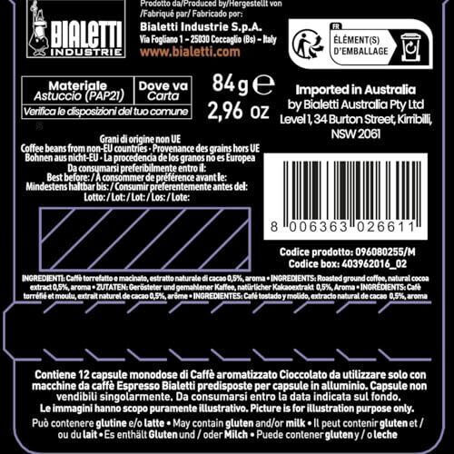 Bialetti Κάψουλες Σοκολάτα Συμβατές με Μηχανή Bialetti 12caps 8006363026611