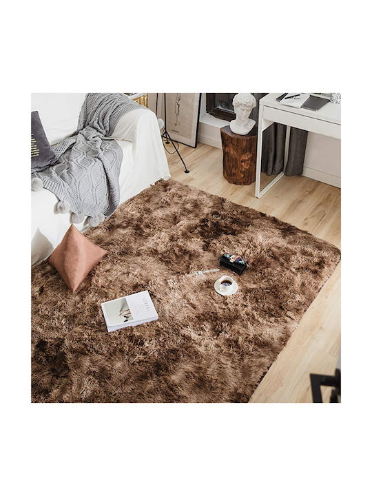My Home Luxury Anti-slip Rug Rectangular Shaggy Brown