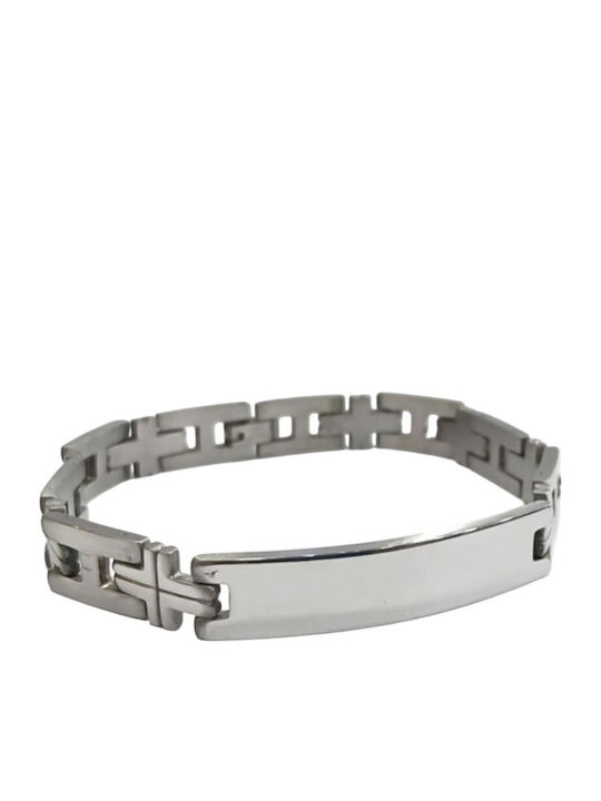 Kalliopi Silver Ανδρικό Βραχιόλι Ταυτότητα από Ατσάλι 23cm