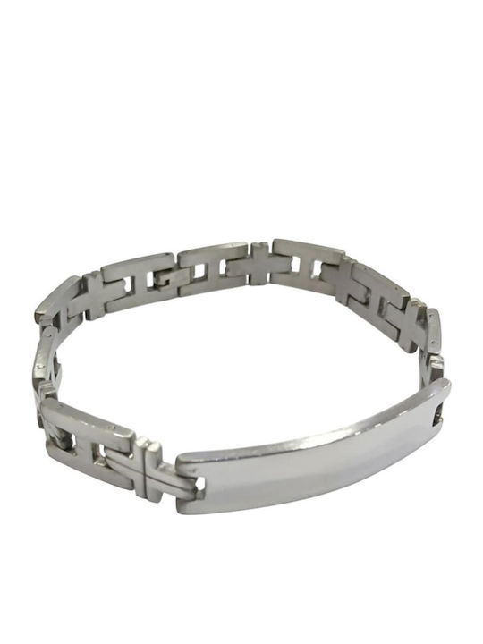 Kalliopi Silver Ανδρικό Βραχιόλι Ταυτότητα από Ατσάλι 23cm