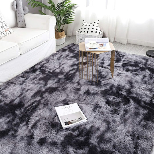 My Home Luxury Αντιολισθητικό Χαλί Ορθογώνιο Shaggy Μαύρο 80x140cm