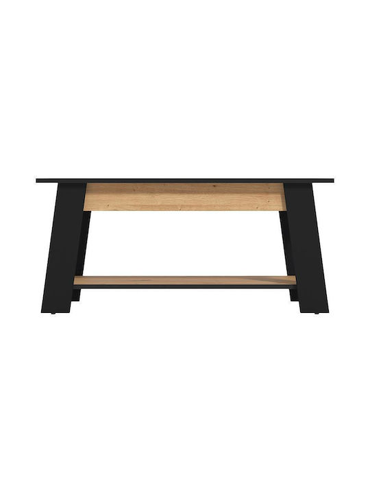 Masa De Cafea Centrală Rectangulară Piave Din Lemn Artisan Oak Negru Mat M101xL55xÎ47cm