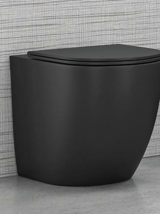 Karag Milos Stehende Toilette Randlos mit Schlank Deckel Sanftes Schließen Schwarz