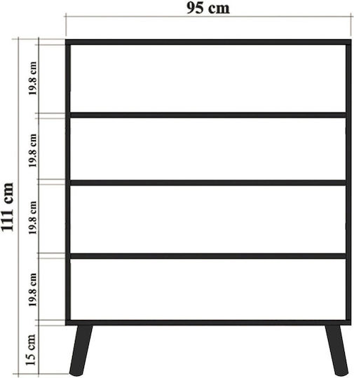 Multilux Form Ξύλινη Πολύχρωμη Μ95xΠ36xΥ111cm