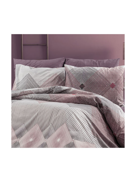Pillowcase with Envelope Cover Grey-burgundy 50x70cm.
