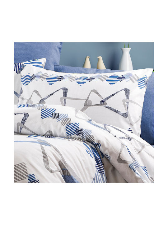 Μαξιλαροθήκη με Φάσα White-blue 50x70εκ.